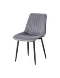 Scaun tapitat cu stofa tip catifea AB176, de living si bucatarie, cadru metalic, 88x47x42 cm, gri