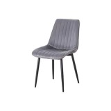 Scaun tapitat cu stofa tip catifea AB176, de living si bucatarie, cadru metalic, 88x47x42 cm, gri