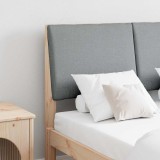 VidaXL Tăblie tapițată Gri deschis 135 cm Lemn de pin masiv 879289