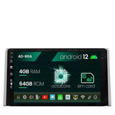 Navigatie Toyota RAV4 (2018+), Android 12, A-Octacore 4GB RAM + 64GB ROM, 9 Inch - AD-BGA9004+AD-BGRKIT098 foto