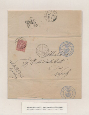 Italy 1883 Postal History Rare Stampless Cover to Napoli DG.035 foto