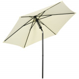 Outsunny Umbrelă de Soare pentru Grădină, Material Poliester și Structură Metalică cu 6 Bare, &Oslash;262x243cm, Bej și Negru | Aosom Romania