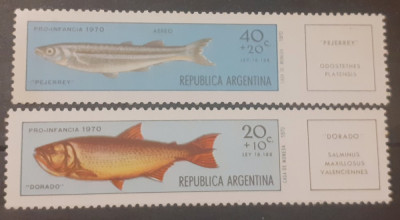 Argentina 1970, pesti, fauna marina , serie 2v Mnh foto