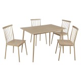 Cumpara ieftin Set masa, 4 scaune mdf metal natur Sendo 110x70x75,5 cm, 42,5x46x85 cm