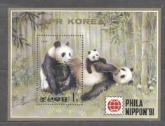 Korea 1991 Phila Nippon, Panda bears, perf. sheet, used M.071 foto