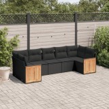vidaXL Set canapele de grădină cu perne, 7 piese, negru, poliratan