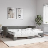 Cumpara ieftin Pat de zi cu extensie, gri &icirc;nchis, 90x200 cm, textil