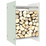 Rastel lemne de foc, alb, 40 x 35 x 60 cm, sticla GartenMobel Dekor, vidaXL