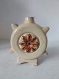 Plosca ceramica, semnata SITAR (ceramica de Baia Mare) veche, 16cm inaltime x 13cm latime
