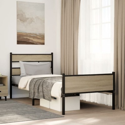 vidaXL Cadru pat fără saltea stejar sonoma 100x200 cm lemn prelucrat 4017285 foto