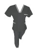 Costum Medical Pe Stil, negru cu fermoar si cu garnitura Alba, Model Adelina - L, 4XL
