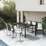 VidaXL Set mobilier de grădină cu perne, 7 piese, negru, poliratan