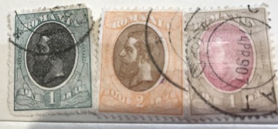Timbre Germania Regele Carol serie 3 bucati 1, 2 bani ban foto