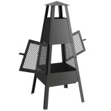 Outsunny Focar de Exterior cu Coș de Fum Conic 41x40,5x97 cm Oțel Carbon cu Plasă Protectoare pentru Curte Terasă Negru | Aosom Romania