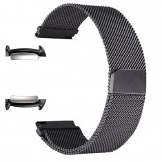 Curea tip Milanese Loop, adaptoare compatibile Samsung Gear Fit 2, Negru