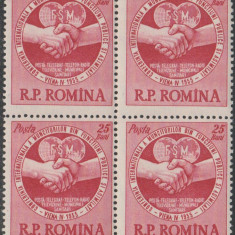 1955 Romania - Conferinta Sindicala Viena, bloc de 4 timbre LP 382 MNH