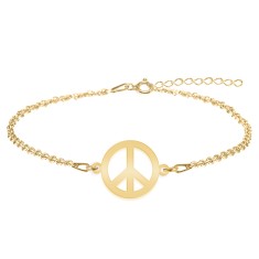 Peace - Bratara personalizata semnul pacii din argint 925 placat cu aur galben 24K