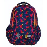 Ghiozdan cu 3 compartimente, St Majewski, St Right, Rainbow Birds, Negru-Rosu