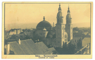 2008 - SIBIU, Panorama, Romania - old postcard, CENSOR, real PHOTO - used - 1940 foto