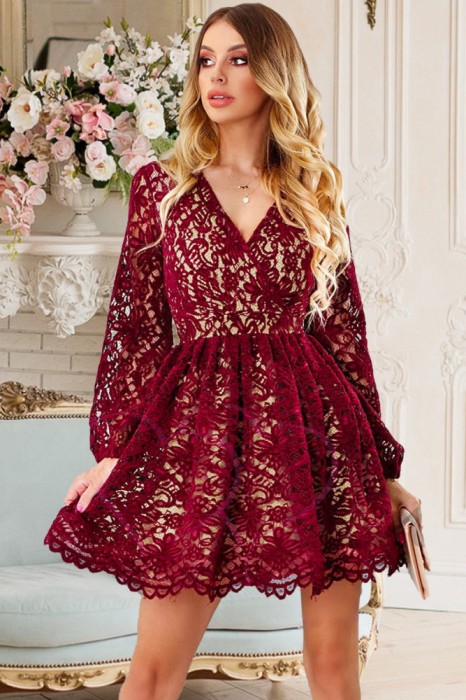 S561-81 Rochie casual din broderie fina captusita