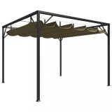 VidaXL Pavilion grădină, acoperiș retractabil gri taupe 3x3 m 180 g/m&sup2;