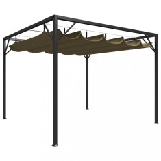 vidaXL Pavilion grădină, acoperiș retractabil gri taupe 3x3 m 180 g/m&sup2; 312220