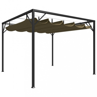 Pavilion grădină, acoperiș retractabil gri taupe 3x3 m 180 g/m&amp;sup2; foto