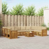 vidaXL Seturi de canapele 11 pcs Natural și Bej Lemn Solid de Acacia 3375598