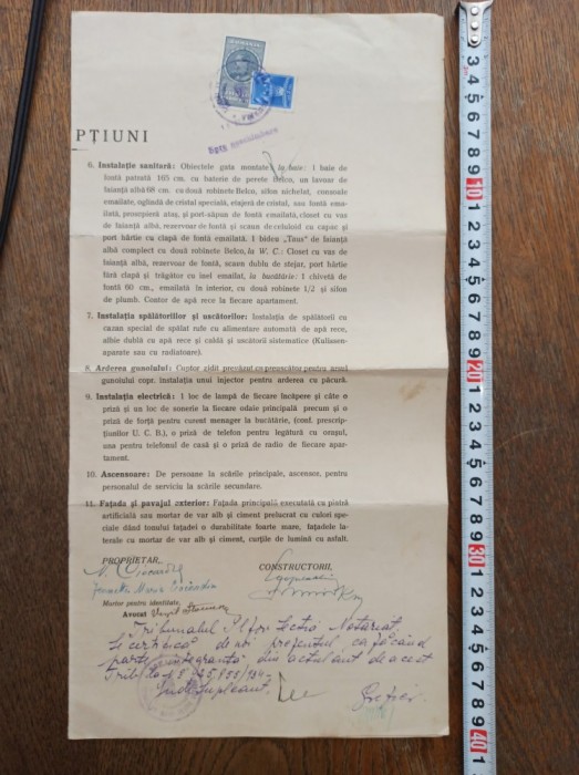 LEOPOLD SCHINDL SI CAROL SCHINDL, TABLOU DESCRIPTIV CONSTRCTIE , SEMNAT DE CEI DOI ARHITECTI, 1934