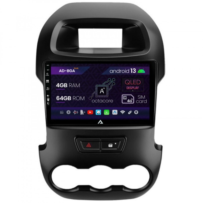 Navigatie Ford Ranger (2011-2015), Android 13, A-Octacore 4GB RAM + 64GB ROM, 9 Inch - AD-BGA9004+AD-BGRKIT135B