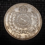 Brazilia 1000 Reis Argint 1880, Pedro II - Tiraj 20.000 - Moneda Argint Brazilia, America Centrala si de Sud