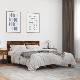 VidaXL Cadru de pat, stejar afumat 135x190 cm lemn prelucrat și metal