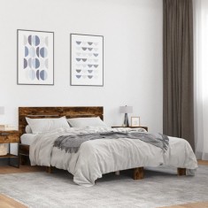 vidaXL Cadru de pat, stejar fumuriu 120x200 cm lemn prelucrat și metal 3280154