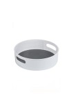 Cumpara ieftin Tavă organizatoare rotativă ad&acirc;ncă pentru frigider/dulap, albă, 360 de grade, antiderapantă, 22,5x6,5 cm