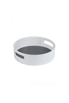 Tavă organizatoare rotativă ad&amp;acirc;ncă pentru frigider/dulap, albă, 360 de grade, antiderapantă, 22,5x6,5 cm foto