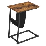 Cumpara ieftin Noptiera/masa laterala, Artool, pal si otel, cu buzunar de depozitare, maro rustic si negru, 50x35x62 cm, Leobert