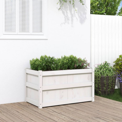 Jardiniera de gradina, alb, 90x50x50 cm, lemn masiv de pin GartenMobel Dekor foto