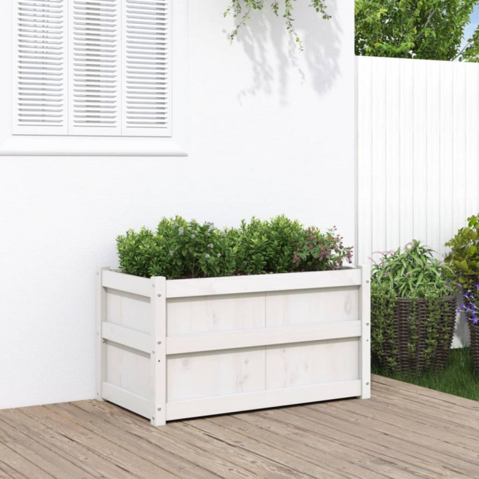 Jardiniera de gradina, alb, 90x50x50 cm, lemn masiv de pin GartenMobel Dekor