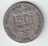 Moneda 50 francs 1981 - Statele africii de Vest
