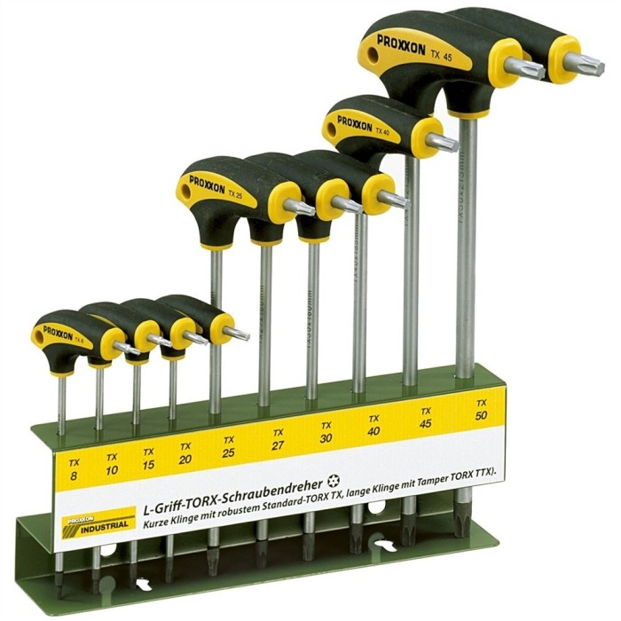 Set 10 surubelnite cu maner in &acirc;&euro;&oelig;L&acirc;&euro;, Proxxon 22652, TORX
