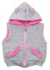 Vesta Bumbac Interior Polar Nicol Myszka Gri/Roz, Urechi Soricel, Marime 68, Fermoar, Buzunare, Gluga