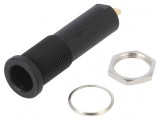 Soclu banană negru aurit 4mm 16A 6000V pe panou