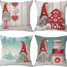Fete de pernă Zisk Gnome de Crăciun 18 x 18 Set de 4, Decoratiuni de Crăciun Hus