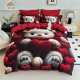 Cumpara ieftin Lenjerie de pat cu 6 Piese din finet, cu imprimare digitala 5D, Model JOJO8029