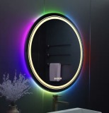 Oglinda LED Rotunda, 60cm, Celeste MotionGlow Marcello, Lumina RGB, Boxa Bluetooth, Sistem Dezaburire, Ceas &amp; Termometru, Dimabila 60X60BTRGB