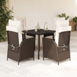 Set mobilier de gradina, 5 piese, cu perne, maro, poliratan