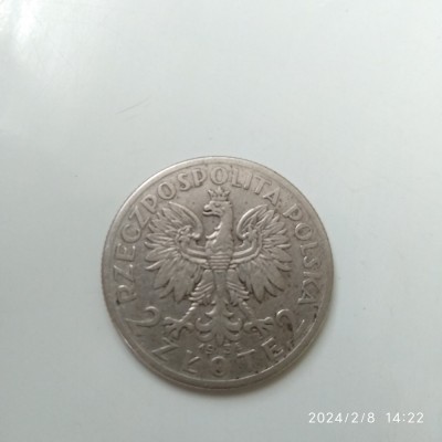 -Y- POLONIA 2 ZLOTI 1934 VG+ ( ARG ) - TIRAJ MAI MIC ! foto