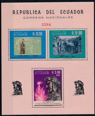 ECUADOR, ANIVERSARE DANTE/GALILEI - BLOC MNH foto