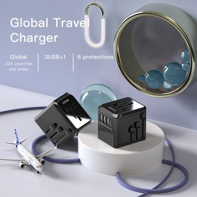 Incarcator Adaptor Calatorie UK USA Yesido 18W, 3.6A, 1 x USB-C &amp;ndash; 3 x USB-A foto