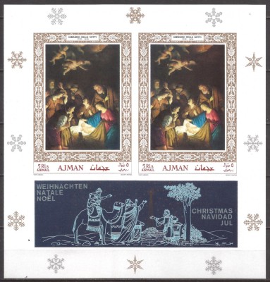 AJMAN 1968 PICTURA CRACIUN ( bloc nedantelat ) MNH foto
